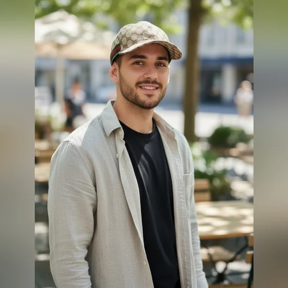 Super EUC Gucci Brown Patterned Baseball Hat - Picture 1 of 5